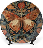 William Morris Art Wildflower Butterflies China Plates Decor for Club Farmhouse Art Decoration Custom Anniversary Idea Gifts Ceramic Ornaments Dessert Plates Including Bracket And Special Hook