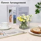 Set of 6 Square Glass Vases 3" x3" x 3", Clear Flower Vases for Centerpieces, Candle Holder for Wedding Party Events, Home Décor