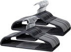 Coat Hangers 50 Pack, Plastic Clothes Hangers Non Slip with Rubber Grip, Heavy Duty Hanger with 360° Swivel Metal Hook, Ultra Thin Hangers Space Saving for Closet Organizer, Black and Dark Gray