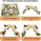 Arch Flowers, OrgMemory Artificial Floral Swags, 20" Length in Bent, Decorative Swag, Artificial Flower Swag for Door Party Wall Home Decor (Champagne)