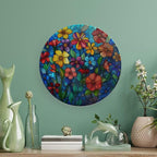 Stained Glass Theme Decorative Ceramic Plate Round Porcelain Plate,8 inch,Colorful Flowers Pattern,for Decorative Ornaments Giving Plates, 1 Plate with 1 Display Stand,Multicolor