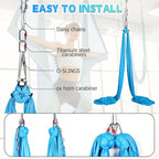 Aerial Silks Kit & Aerial Yoga Hammock - 11Yd Premium Fabric with Hardware - Easy Setup for Flying Yoga, Aerial Swing & Fitness - Supports Up to 14ft Rigging