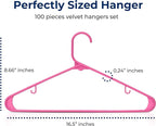 SereneLife 100-Piece Plastic Shirt Hangers – Non-Slip, Slim, Heavy Duty Clothing Hangers for Closets, Space Saving Lightweight Design for Dresses Shirts Coats and Everyday Wardrobe Organization (Pink)