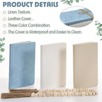 Feifeiya 3 Pieces Faux Decorative Books Set for Home Decor Fake Book for Shelves Coffee Table Stacked Linen Covered Display Notebook with Wood Bead Bookend Gift for Living Room(Gray Blue)