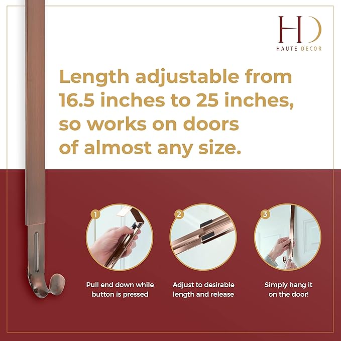 Haute Decor Adjustable Length Wreath Hanger - 20 Lb. Capacity
