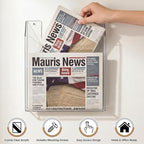 Sliner 2 Pcs Wall-mounted Single Pocket Newspaper Holder Acrylic Brochure Holder Clear Acrylic Display Holders for Home Office Waiting Room Magazine Mail Organizer, 13.38 x 11.50 x 2.24 Inches