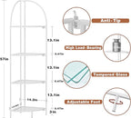 Crofy Foldable 4 Tier Corner Shelf, Metal Corner Plant Stand with White Frame and Transparent Shelves, Corner Display Rack Multipurpose Shelving Unit for Living Room, Bedroom, Bathroom