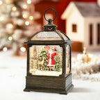 Christmas Snow Globe Lantern with Santa and Reindeer 8 Music Songs & 6H Timer Water Snow Globe Lantern USB & Battery Operated for Christmas Festival Decorations Gifts (Santa and Reindeer)