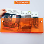 2 Pack Orange Acrylic Magazine Holder, Wall Mount Hanging Bookshelf Literature Storage Rack, Brochure File Display Shelf for Waiting Room, Living Room, Office, Home
