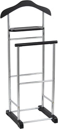 Proman Products Twin Valet with Wooden Hanger Tray & Trouser Bar, Black