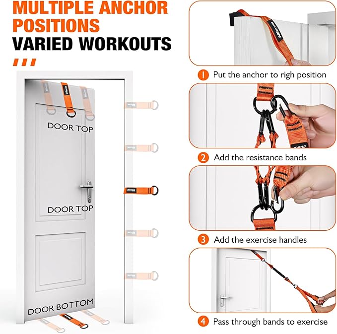 Resistance Bands with Handles, Exercise Bands with Door Anchor for Working Out, Home Gym Workout Equipment for Push Downs, Tricep, Biceps, Arms, Back, Chest, Abs, Shoulder Training