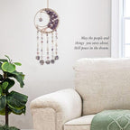 Purple Gemstone Dream Catcher 7 Chakras Tree of Life Moon Dream Catchers with Healing Crystal Stones Handmade Suncatcher Dreamcatcher Wall Decor for Adults Living Room,Bedroom,Garden,Bless Gift