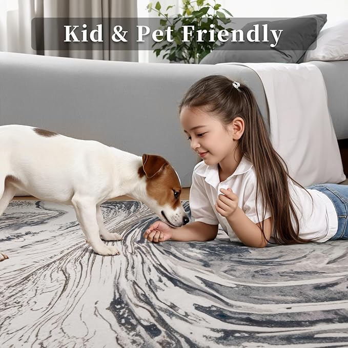 Ciicool Modern Abstract Area Rug 2x3 Washable Small Soft Entryway Rugs, Brown Non-Slip Low Pile Throw Entry Rug, Foldable Kitchen Bathroom Rugs Floor Carpet for Entrance Bedroom Indoor Doormat