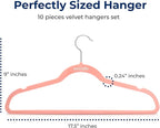 SereneLife 10 Pack Velvet Hangers - Non-Slip with 360° Swivel Hook - Ultra-Thin, Lightweight Velvet Hangers for Shirts, Sweaters, Hoodies, Kids Clothes & Dresses - Space-Saving (Pink)