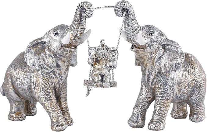 TOHLUCS Elephant Statue.Silver Elephant Decor for Women,Mom Gifts.Elephant Figurines Brings Good Luck.Decoration Ornaments for Living Room,Table Centerpiece, Shelf, Office Decor (Silver)
