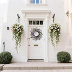 24 Inch Summer Lavender Wreath for Front Door Purple Daisy Artificial Wild Flower Greenery Leaves for All Seasons Home Wall Indoor Outdoor Window Decor