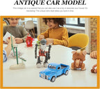NUOBESTY Old Pickup Truck Figurine - Vintage Alloy Car Vehicle Toy Sky-Blue Retro Ornament for Christmas Table Centerpiece, New Year Birthday Decoration