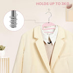 BAGAIL Plastic Hangers 50 Pack with Non-Slip Design,0.2 Inches Thick, 360°Swivel Hook Space Saving Organizer for Bedroom Closet,Shirts,Pants(Pink- S Shaped)
