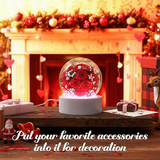 Irenare 12 Pcs 3.9 Inch DIY Snow Globe Kit, 6 Make Your Own Snow Globe Craft 6 LED Light Wood Base Clear Plastic Dome for Wedding Engagement Bridal Shower Decor Anniversary Wife Gift