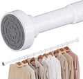 No Drilling Closet Rods for Hanging Clothes, Non Slip Tension Rod with Heavy Duty Clothes Hanging Rod, 17-39 Inches Adjustable Spring Closet Rod for Closet Wardrobe Bathroom Laundry RV, White