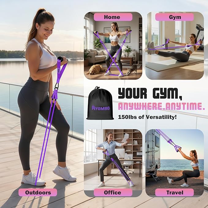 Resistance Bands with Handles for Women, Exercise Bands Set for Physical Therapy Yoga Pilates, 5 Level Workout Bands for Working Out with Door Anchor, Home Gym Fitness Equipment