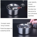 2 Sets Outdoor Ashtray with Lid, hanlongyu Flip Top Stainless Steel Ash Tray, Metal Windproof Cigarette Ashtrays for Indoor or Outdoor Use, Desktop Smoking Ashtray Office Patio Home Decor