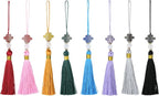 Beautyflier 24PCS Chinese Knot Tassel Pendant for Phone Case, Mini Mala Tassels with Hanging Loop, Jade Beads and Charms for Home Office Decor, Car Hanging Decoration, Graduation (8 Colors #1)
