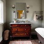 ANDY STAR Hand-Forged Silver Bathroom Mirror for Wall, 24x36 Inch Vintage Solid Steel Metal Frame Bathroom Vanity Mirror, Antique Rounded Rectangle Wall Mirror, Hangs Horizontally or Vertically
