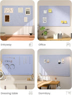 Fluxynara Bulletin Board,35.4" x 23.6" Cork Board Alternative with 12 Safe Removable Adhesive Tabs, Foldable Felt Pin Board for Home Office, Classroom, Bedroom,Entryway for Walls—Soft Periwinkle