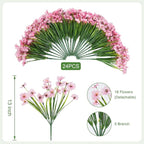24 Bundles Artificial Flowers for Outdoor Faux Plants for Spring Summer Decoration, UV Resistant Realistic Silk Plastic Fake Flowers Garden Porch Patio Balcony Yard Front Home Decor