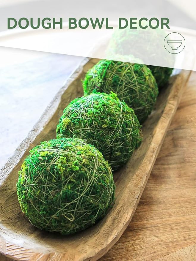 Biubee 12Pack Decorative Faux Dried Moss Balls- 2.2" Artificial Green Plant Mossy Globes Handmade Sphere Moss Gift for Home Dough Bowl Vase Chinoiserie Decors Party Wedding Display