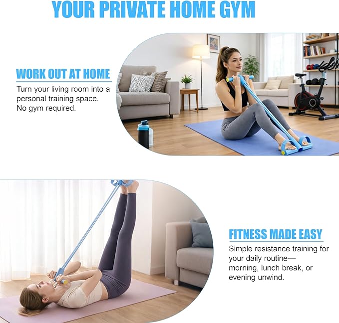 8-Tube Pedal Resistance Band with Handles, Multifunctional Pedal Resistance Band Made of Natural Rubber, Fashion Puller Exercise Equipment for Full Body Strength, Toning & Stretching