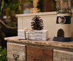 3 Pieces Wooden Decorative White Books, Rustic Farmhouse Faux Books for Coffee Table Shelves with Wood Bead Tassels and Leaves, 7'x 4.6'x 2.5' (Home, Sweet, Home)