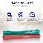 THERABAND High Resistance Bands, Set of 2 Elastic Super Bands for Improving Flexibility, Injury Rehab, & Full Body Workouts, Heavy Duty Stretch Bands for Lifting, 1 Light & 1 Medium Band