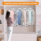 4 Pack Full Clear Garment Bags with Side Zipper, 50" Clothes Covers with 10" Gusset, Transparent Hanging Suit & Coat Covers for Closet Storage, Jackets, Dresses, Windbreakers