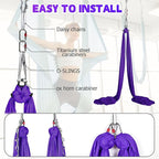 Aerial Silks Kit & Aerial Yoga Hammock - 11Yd Premium Fabric with Hardware - Easy Setup for Flying Yoga, Aerial Swing & Fitness - Supports Up to 14ft Rigging