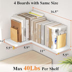 Love-KANKEI Corner Shelf Wall Mounted,Floating Wall Shelves for Storage,Rustic Wood Hanging Shelves for Display,Bedroom Bathroom Living Room Kitchen,Set of 4,White