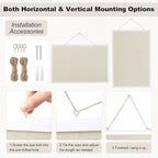 Thboxes Cork Board with Linen, 24" x 18" Double-Sided Bulletin Board Corkboard for Wall Picture Display Framed Vision Boards for Home Office School Pin Boards with 20 Pushpins &10 Clips