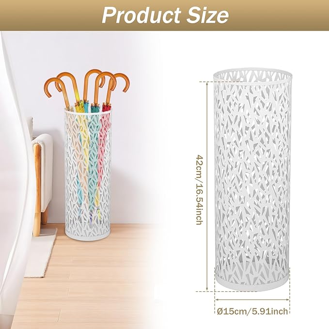 Umbrella Holder, Umbrella Stand Rack for Entryway, Metal Umbrella Stand, Freestanding Umbrella Stand Round Umbrella Holder for Canes, Indoor Walking Stick Holder for Home Entryway Office