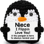 Belatelove Niece Gifts from Auntie Aunt Uncle, Handmade Crochet Mini Penguin Mothers Day Cute Birthday Gifts for Niece, Funny I Love You Gift for Girls, Small Cool Easter Decor