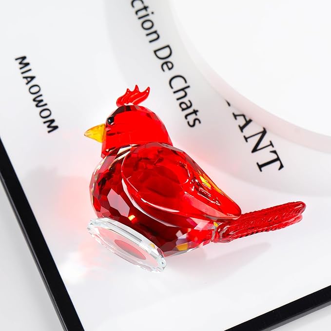 Ornalrist Crystal Red Birds Figurines Collectible Glass Figurines Birthday Gifts for Women Wife Table Home Decoration Paperweight for Animal Lovers