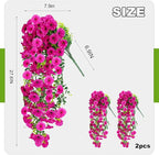 Fake Artificial Hanging Flowers for Outdoor, 2 PCS Silk Morning Glory Faux Flowers with Eucalyptus Leaves,Realistic Hanging Plants for Wedding Home Office Garden Decor