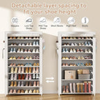 LANTEFUL Shoe Rack with Covers 10 Tier Tall Shoe Rack Organizer Large Capacity Shoe Shelf Storage 40 Pairs Space Saving Free Standing Shoe Storage Organizer for Closet, Entryway, Dorm, White