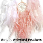 Dream Catcher for Girl Pink, Handmade Romantic Unique Dreamcatcher Beads and Feathers Wall Hanging Ornament Gift for Bedroom