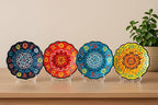 4-Piece 5-Inch Handmade Turkish Ceramic Plate Set – Wall & Table Decor & Jewelry/Ring Dish – Decorative Rings & Jewelry Tray Set