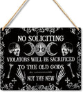 Lacosu Wall Pediments No Soliciting Sign for House Home,No Soliciting Welcome Sign for Front Door,Witchy Wall Decor,Gothic Wall Decor,10x8 Inches