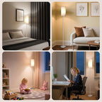 64.6'' Floor Lamp, Pole with Foot Switch, Modern Standing Lamp Lamp, Minimalist Freestanding Lamp (Bulb Not Included), for Living Room, Bedroom Office ETL Listed, Silver and Beige, SE07LD05