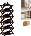 2/3/4/5/6/7/8/9 Tier Bamboo Shoe Rack - Foldable,No Installation Needed,Space-Saving Multi-Tier Storage for Indoor & Balcony Use (Brown,6 Layers)