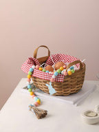 Easter Spring Wood Beaded Garland with Tassels and Bunny Tag Farmhouse Wooden Beads for Tiered Tray Decorations Holiday Country Rustic Prayer Boho Beads Rae Dunn Shelf Décor (Easter Bunny Blue)
