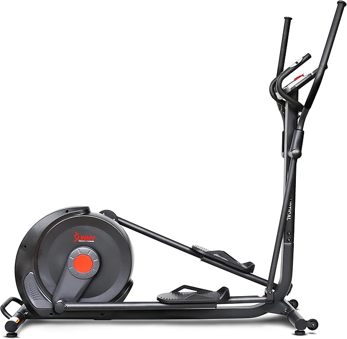 Sunny Health & Fitness Power Stride Smart Elliptical with 17.7" Stride & Pulse Sensor, 16 Level Magnetic Resistance Cross Trainer for Home Full Body Workout with SunnyFit App, Optional Electromagnetic